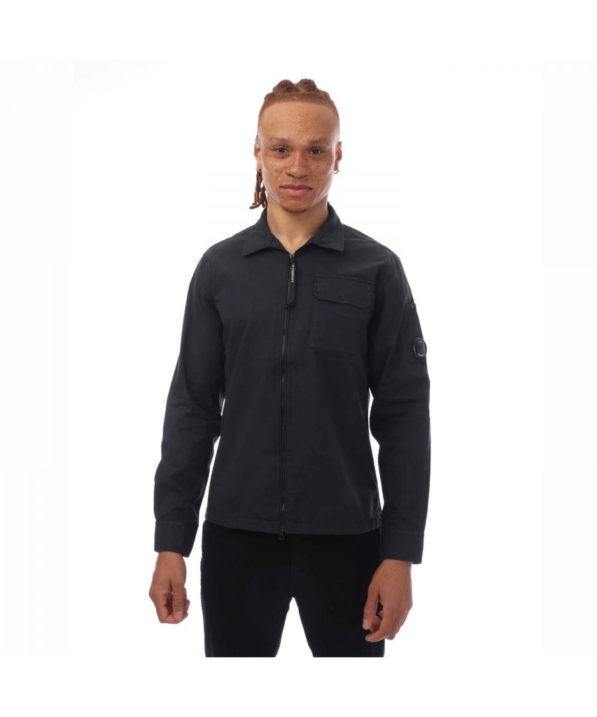 CP Company Mens Organic Gabardine Zip Overshirt in Navy Cotton - Size Small